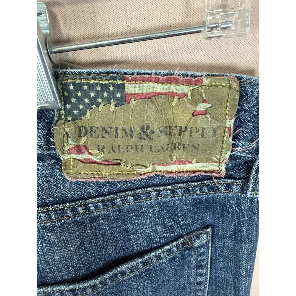 Denim & Supply Ralph Lauren Mens Blue Dark Wash faded Slouch Jeans 42 X 32